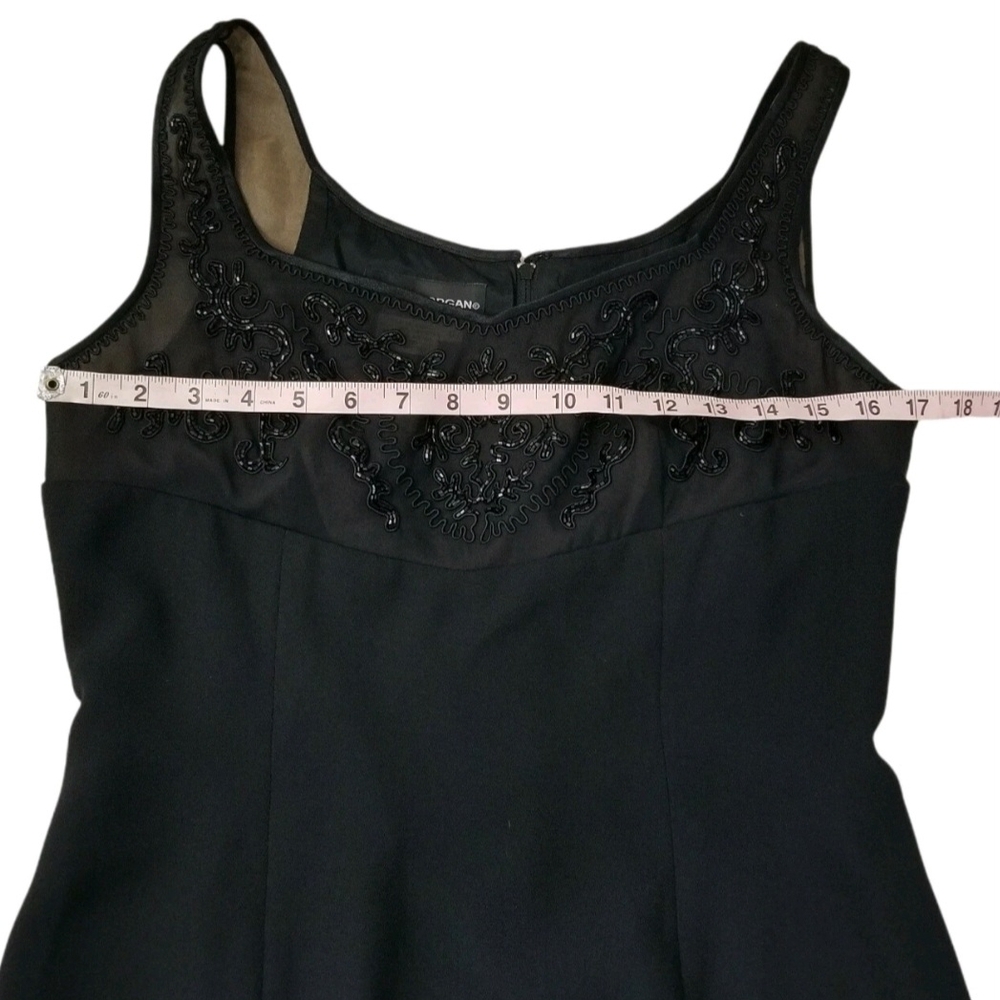 Donna Morgan Black Sleeveless Dress SZ 8 Knee Length Beaded Cocktail Party LBD - Picture 11 of 12